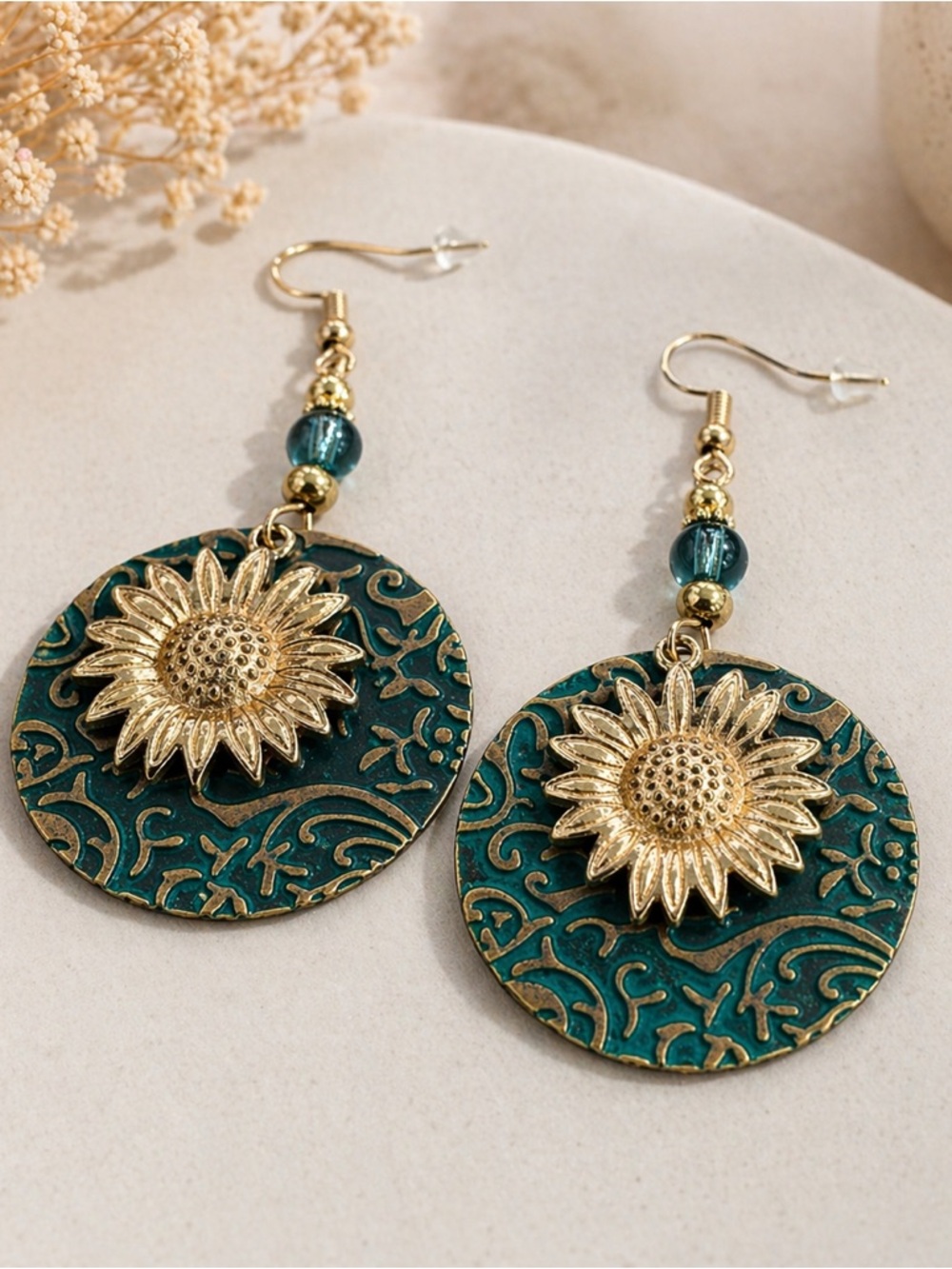 Sunflower Alloy Drop Earrings